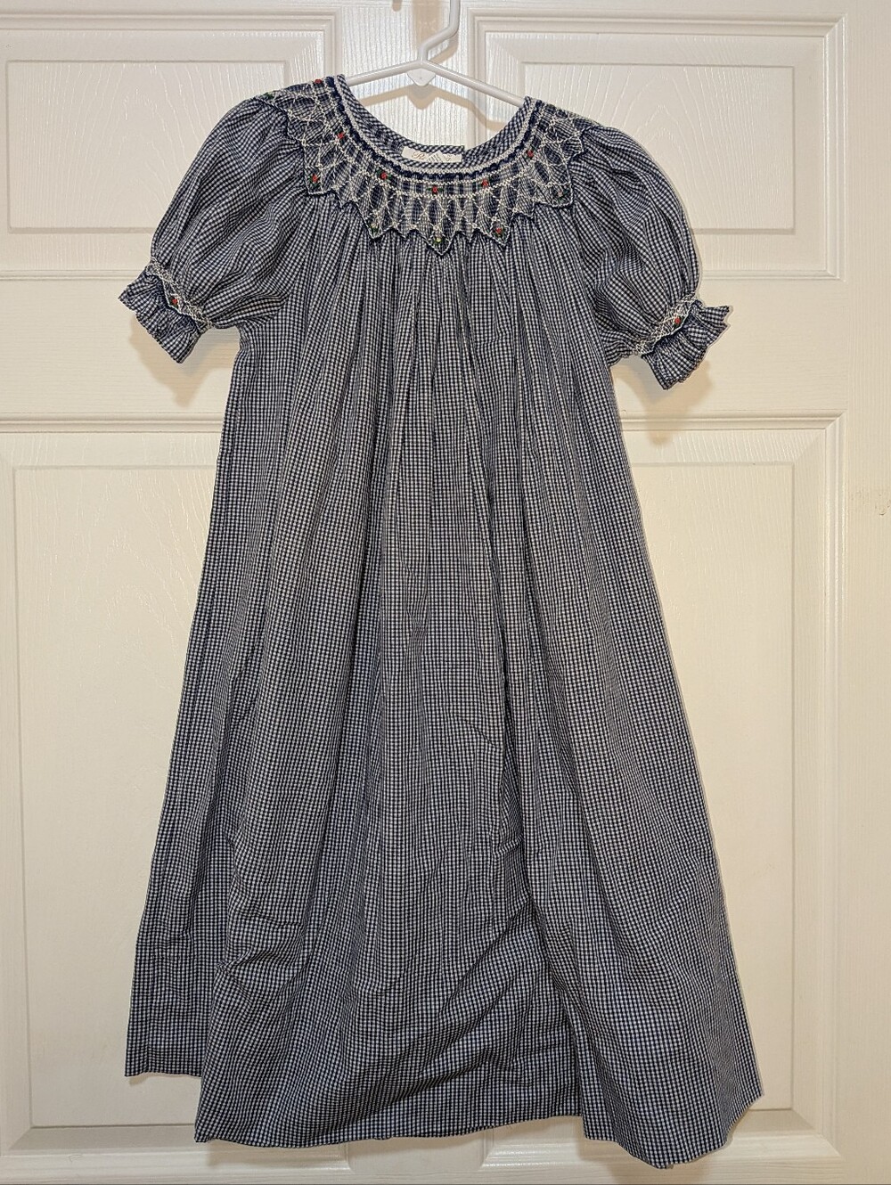 Rosalina Collections Smocked Navy Gingham Dress 6
